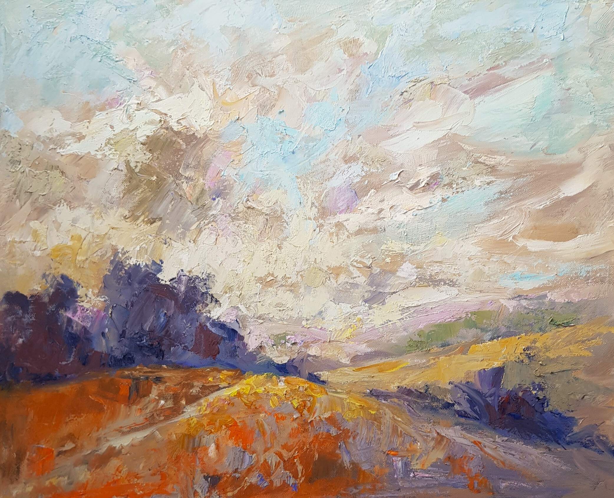 landscape view over the North Downs under a cloudy sky