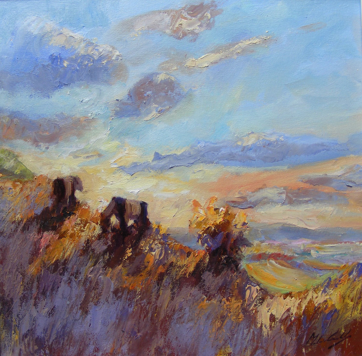 cattle on the edge of the Wiltshire downs at dusk