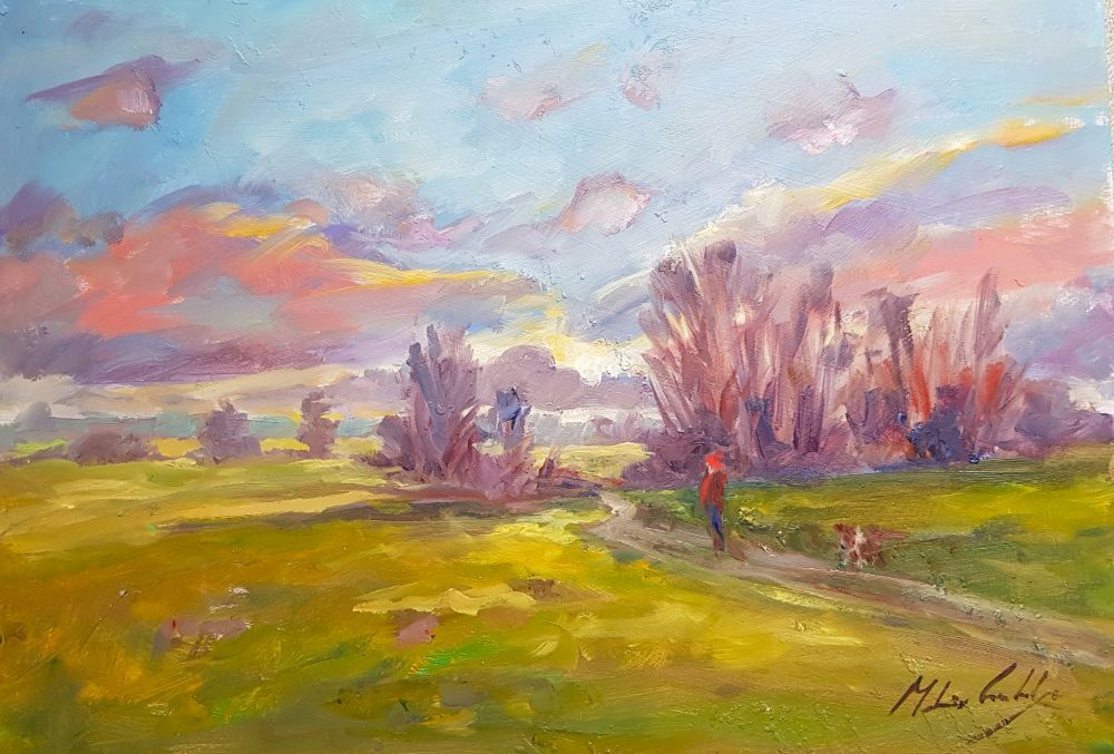 walking on Riddlesdown Common in the late afternoon