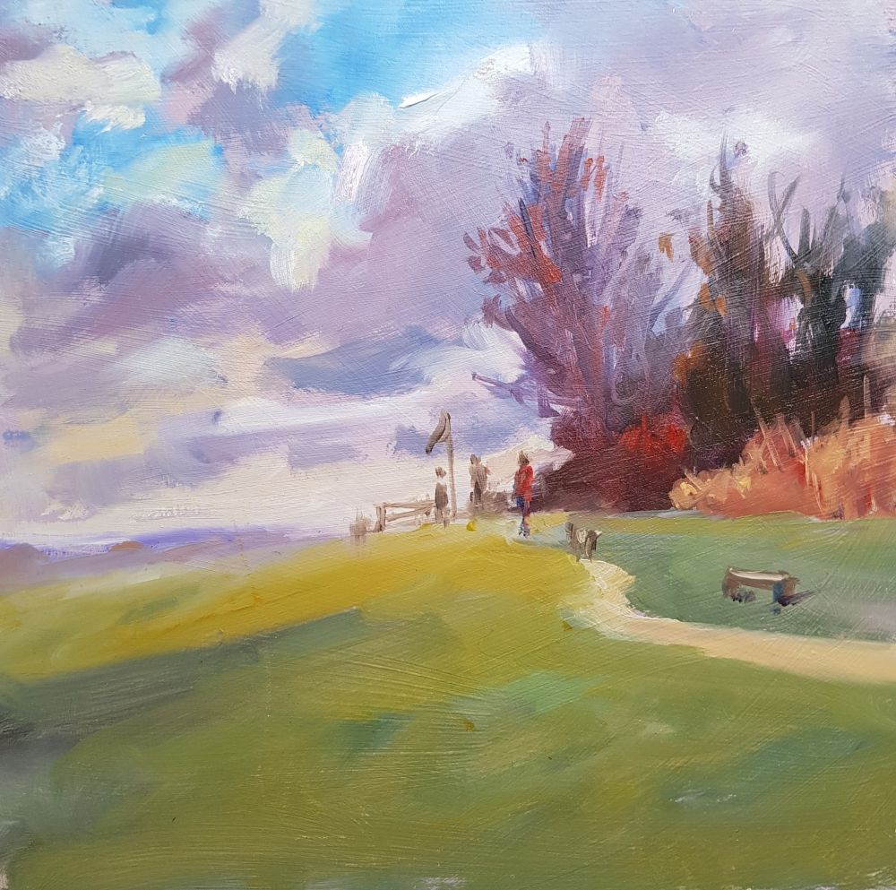 walking on Riddlesdown Common in winter light